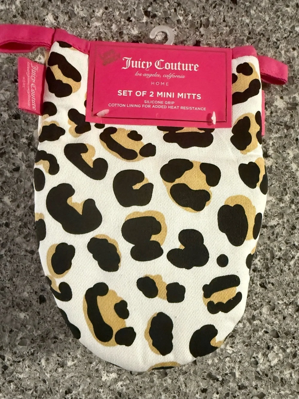 Juicy Couture Leopard Print Mini Mitts with Pink Label